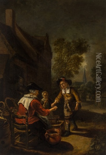 The Food Vendor Oil Painting - Dominicus van Tol