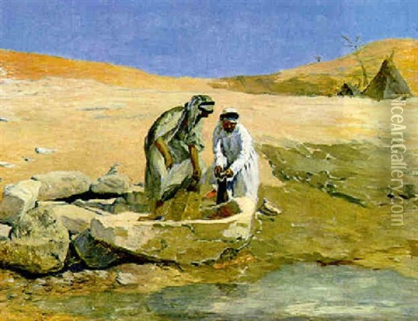 Beduinen Am Flusufer Oil Painting - Leopold Alphons Mielich