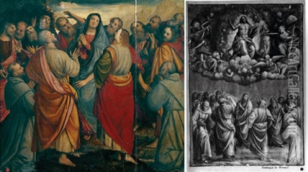 Le Christ Apparaissant A La Vierge Et Aux Apotres Oil Painting - Bernardino Lanino