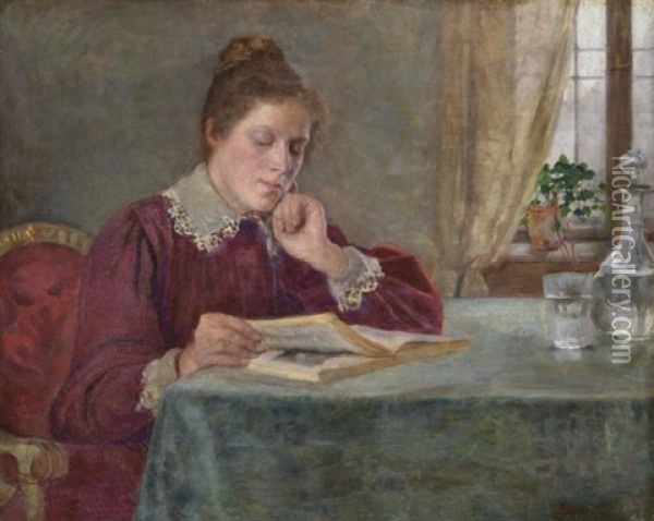 Reading Girl Oil Painting - Sandor Alexander Bihari