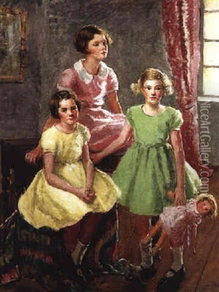 Portrait Group - Sisters Oil Painting - Mary Ethel Young Hunter