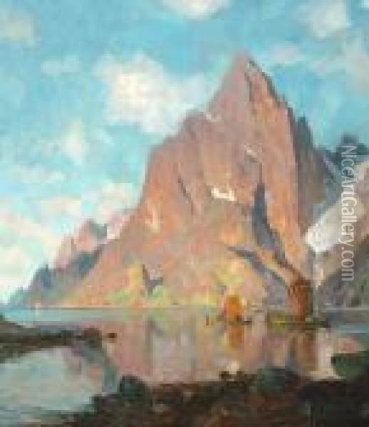 Lofoten In Norway Oil Painting - Thorolf Holmboe