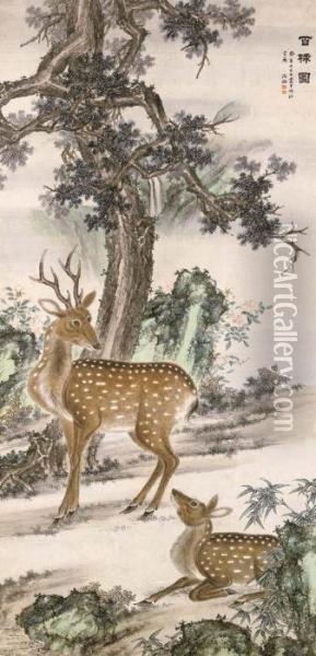 Deer Oil Painting - Shen Quan