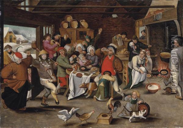 The King Drinks Oil Painting - Pieter The Younger Brueghel