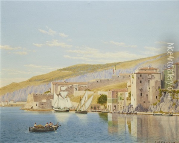 View Of Villefranche-sur-mer Oil Painting - John Mulcaster Carrick