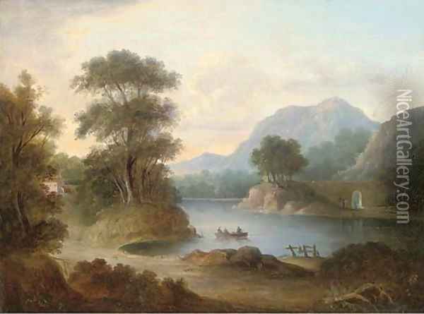 The ferry at Inver, Scotland Oil Painting - Alexander Nasmyth