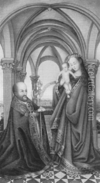 Madonna Mit Kind Und Kniendem Bischof Oil Painting - Petrus Christus
