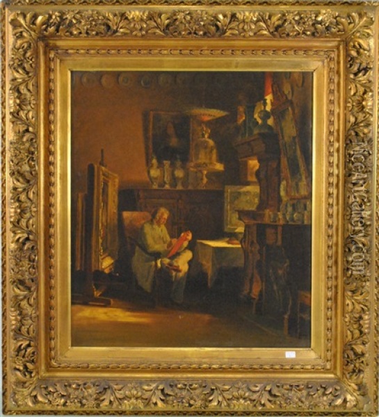 Peintre Dans Son Interieur Oil Painting - Theodore Gerard