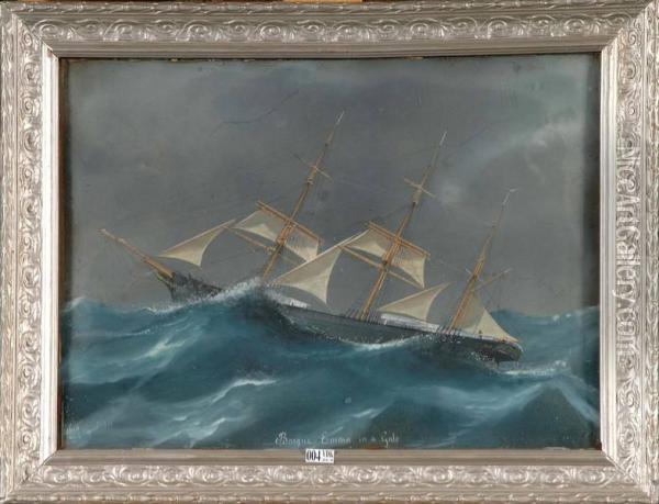 Barque Emma In A Gale Oil Painting - Luigi Roberto