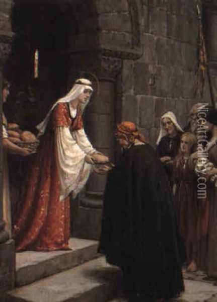 The Charity Of Saint Elizabeth Of Hungary Oil Painting - Edmund Blair Leighton