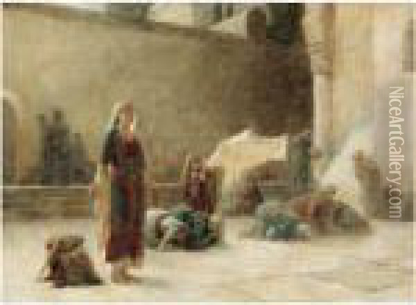 Le Parvis Du Saint Sepulcre A Jerusalem Oil Painting - Theodore Jacques Ralli