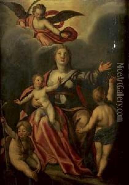 La Vierge A L'enfant Et Saint Jean-baptiste Oil Painting - Jacob I De Backer