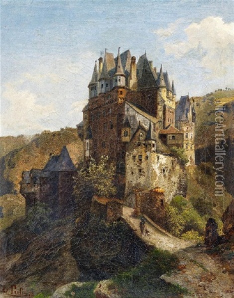 Burg Eltz Oil Painting - Johann Gottfried Pulian