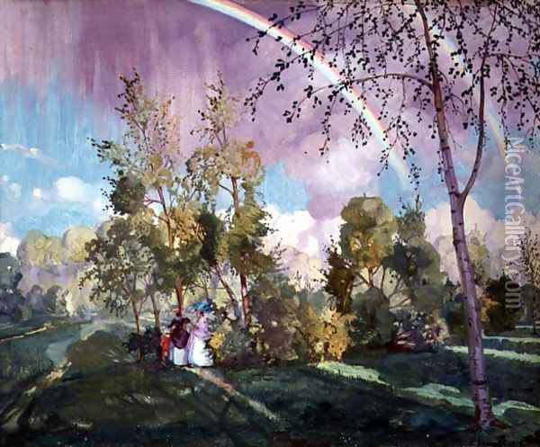 Landscape with a Rainbow, 1919 Oil Painting - Konstantin Andreevic Somov