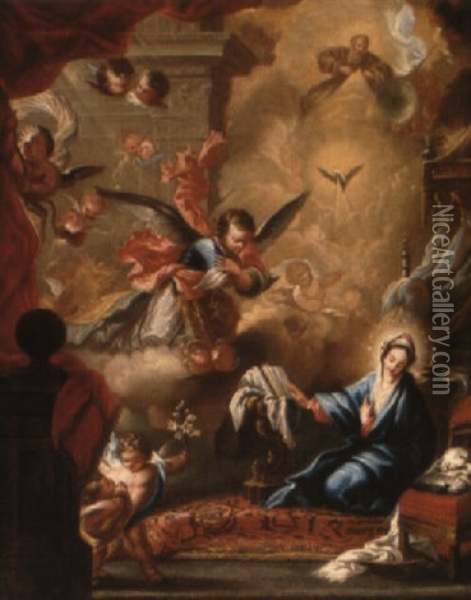 The Annunciation Oil Painting - Miguel Jacinto Menendez