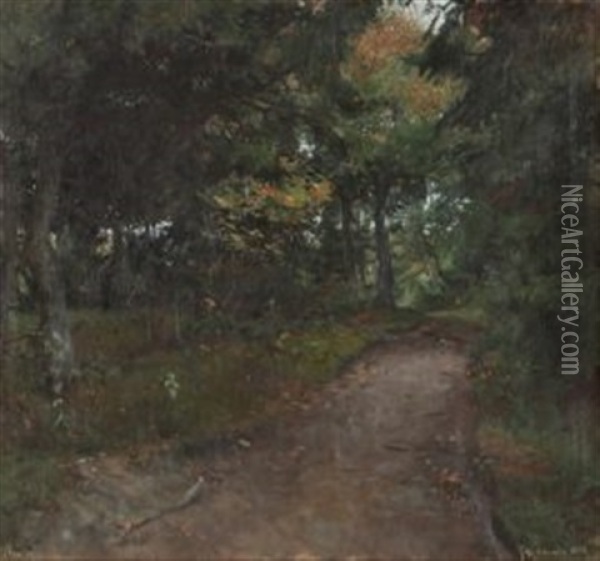 Schattiger Waldweg Oil Painting - Viggo Johansen