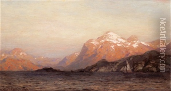 Fjordlandschaft Oil Painting - Carl August Heinrich Ferdinand Oesterley