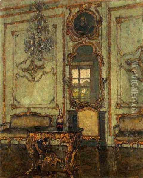 Salon Im Wurzburger Schloss Oil Painting - August Von Brandis