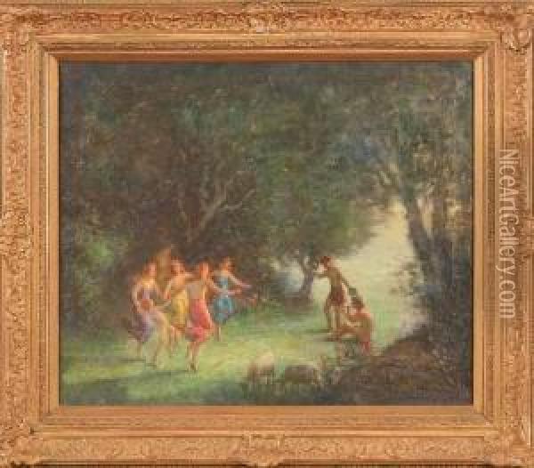Dancing Nymphs Oil Painting - Charles E. Waltensperger