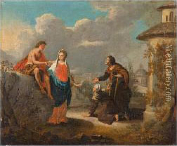 Apollon Als Heilgott Mit Einer Sybille Oil Painting - Johann Anton Tischbein