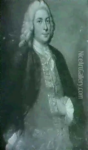 Portrait Of Anthony, 4th Earl Of Shaftesbury       (1711-1771)  Portrait Of Mary Bouverie, His Wife Oil Painting - William Hoare