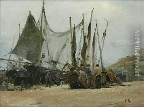 Drying The Nets Oil Painting - Frank Bramley