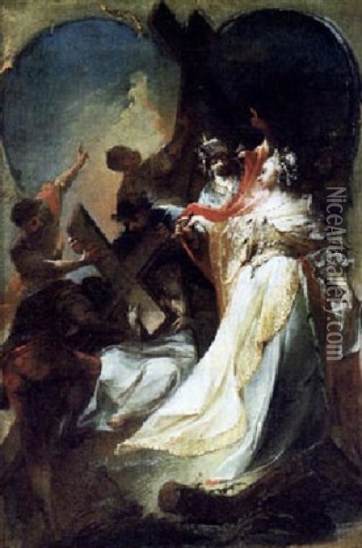 Die Auffindung Des Heiligen Kreuzes Durch Die Kaiserin Helena Oil Painting - Johann Wolfgang Baumgartner