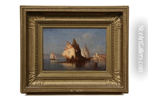Fishermen Off Venice Oil Painting - Amedee Rosier