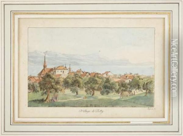 Village De Pully Oil Painting - Pierre Samuel Louis Joyeux