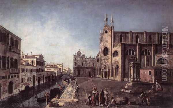 View Of Campo Santi Giovanni E Paolo 1745 Oil Painting - Francesco Albotto
