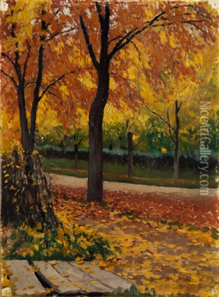 Herbstallee Oil Painting - Mikhail Markianovich Germanshev