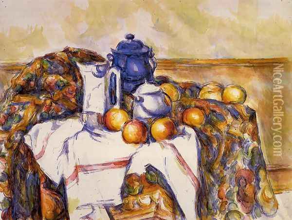 Still Life With Blue Pot Oil Painting - Paul Cezanne