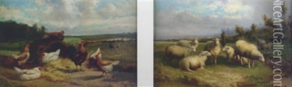A La Ferme: Poules Oil Painting - Jef Louis Van Leemputten