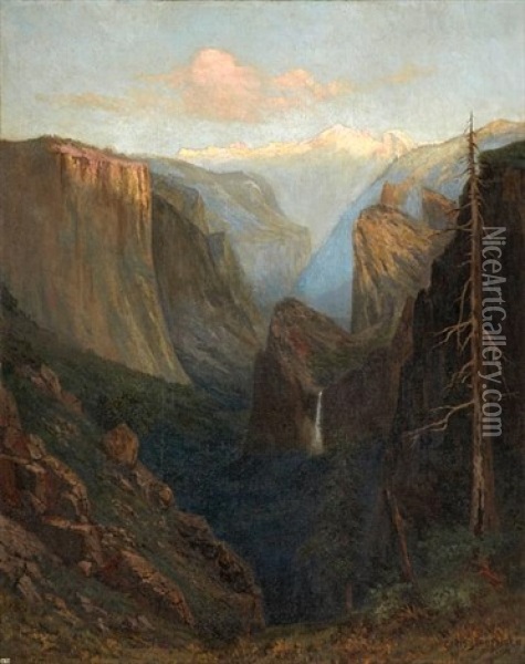 First Flush Of Sunrise, Yosemite Valley Oil Painting - Christian Jorgensen