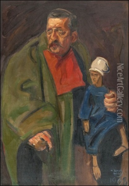 Mies Ja Nukke Oil Painting - Akseli Valdemar Gallen-Kallela