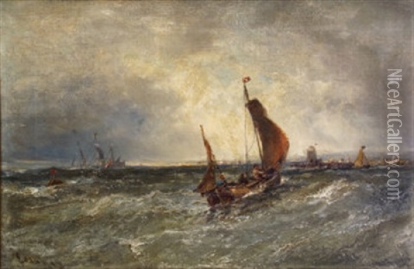 Fishing Boats Returning To Harbour Oil Painting - Edwin Hayes