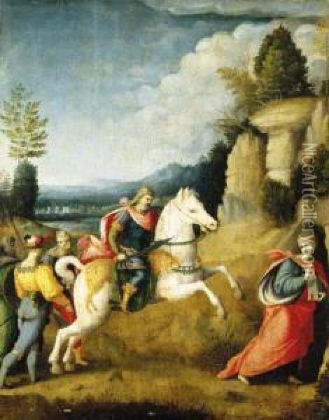 The Persecution Of Saint Barbara Oil Painting - Francesco Ubertini Bacchiacca II