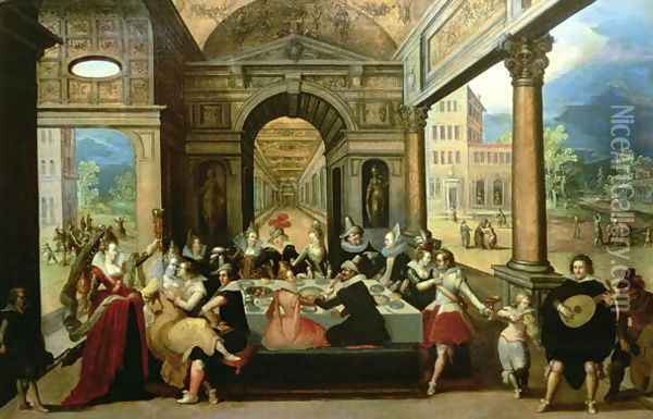 The Parable of the Prodigal Son, 1600-20 Oil Painting - Louis de Caulery