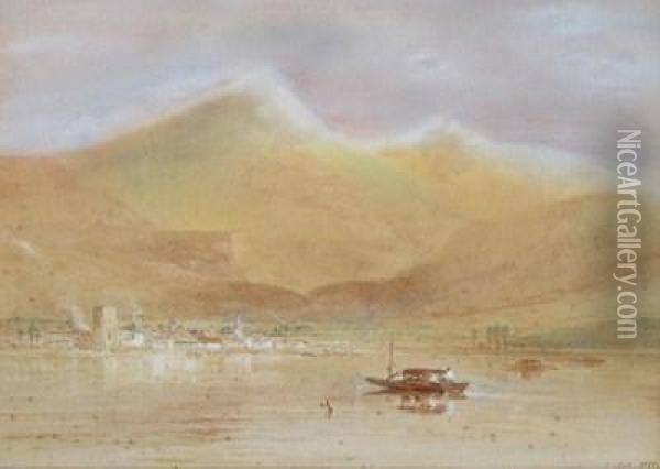 View On The Italian Lakes Oil Painting - Samuel Cook Of Plymouth