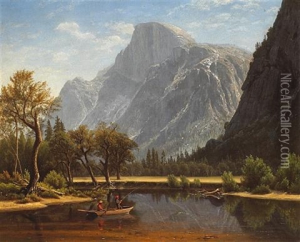 Fishing Near Half Dome Oil Painting - Virgil Williams