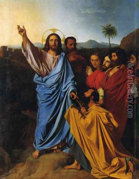 Christ Giving Peter the Keys of Paradise Oil Painting - Jean Auguste Dominique Ingres