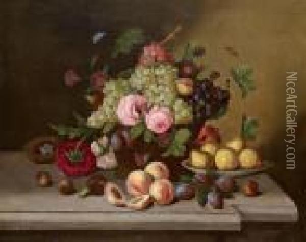 Fruit Still Life Oil Painting - Georg Seitz