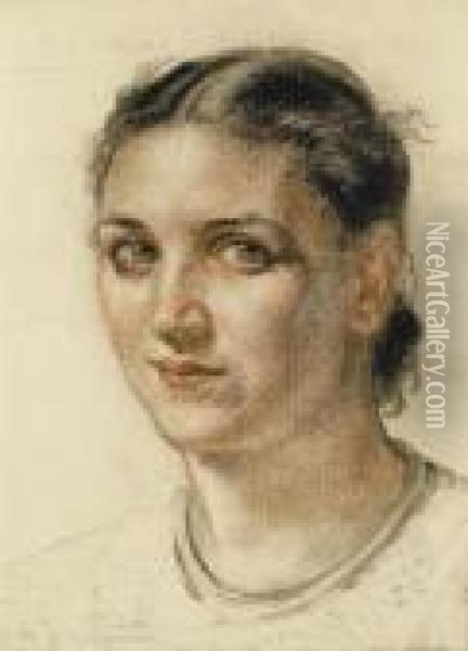 Portrait Of The Artist's Daughter (judith) 1917 (?). Oil Painting - Charles L'Eplattenier