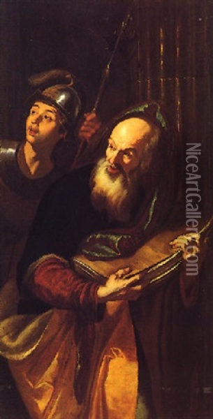 Guerriero E Vecchio Con Barba Oil Painting - Mattia Preti
