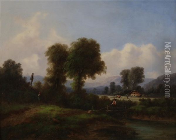 Landliche Idylle Oil Painting - Gustav Barbarini