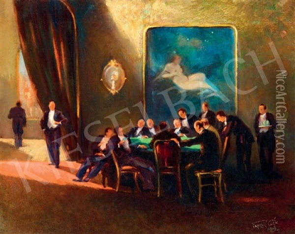 Poker Party Oil Painting - Geza Farago