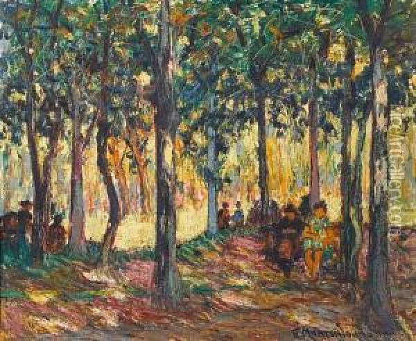 Parc De Monceau, Paris; Bois De Vincenne,paris Oil Painting - Francis Morton Johnson