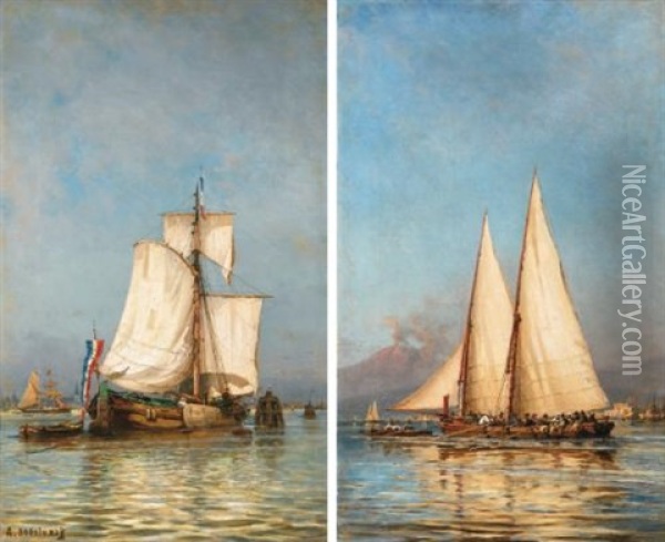 A Pair Of Sailing Boats, Holland And Naples Oil Painting - Aleksei Petrovich Bogolyubov