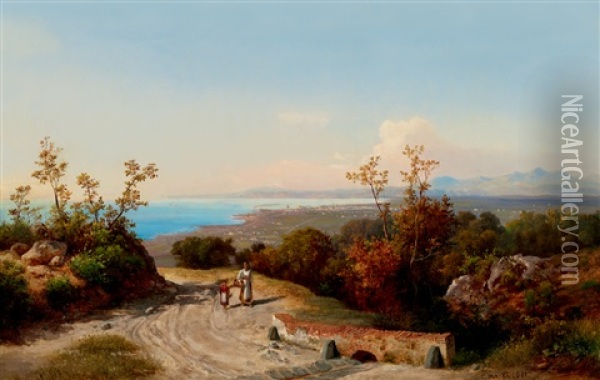 Seashore At Tuscany Oil Painting - Karoly Marko the Younger