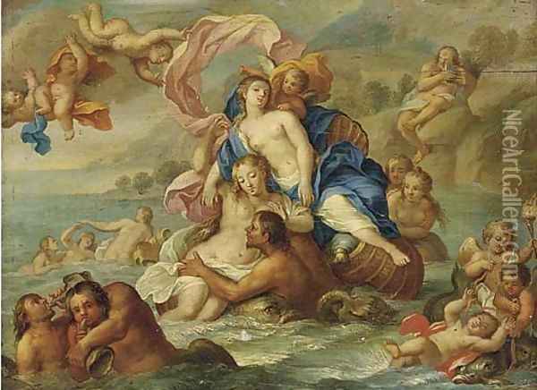 Galatea and Polyphemus Oil Painting - Agostino Carracci
